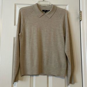 Theory Women’s Merino Wool Collar Crew sweater, Size Large, Oatmeal, Like new